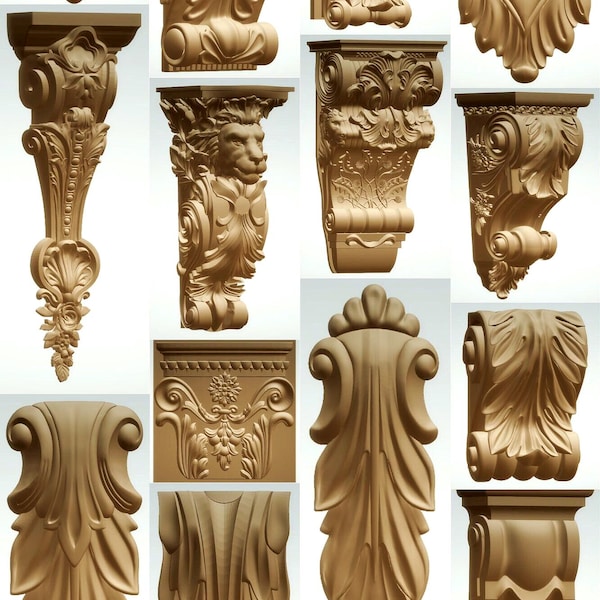 191 archivos STL CNC: Cornisas, columnas y molduras decorativas arquitectónicas - X006