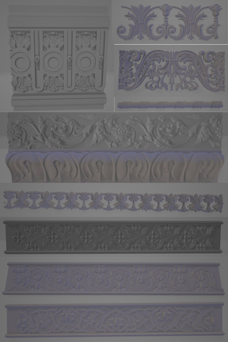 3D STL Models Baguette Borders Moldings Sills 166 Pcs Deco for CNC Router Aspire Artcam Engraver Carving Design Digital Product 2 image 2