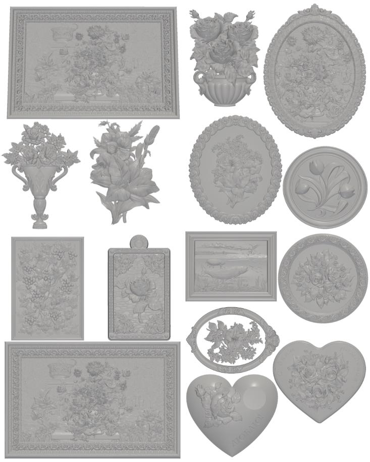 33 Floral Relief Stl Files Cnc Router, Flower Carving Models, Wood ...