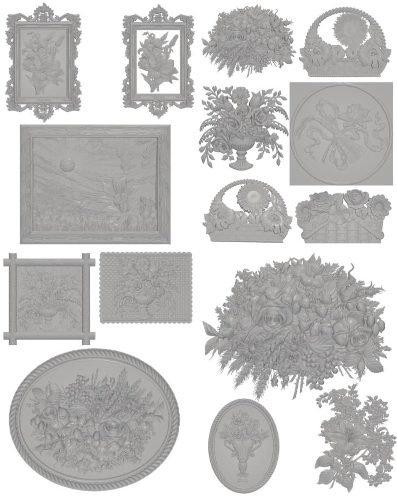 33 Floral Relief Stl Files Cnc Router, Flower Carving Models, Wood ...