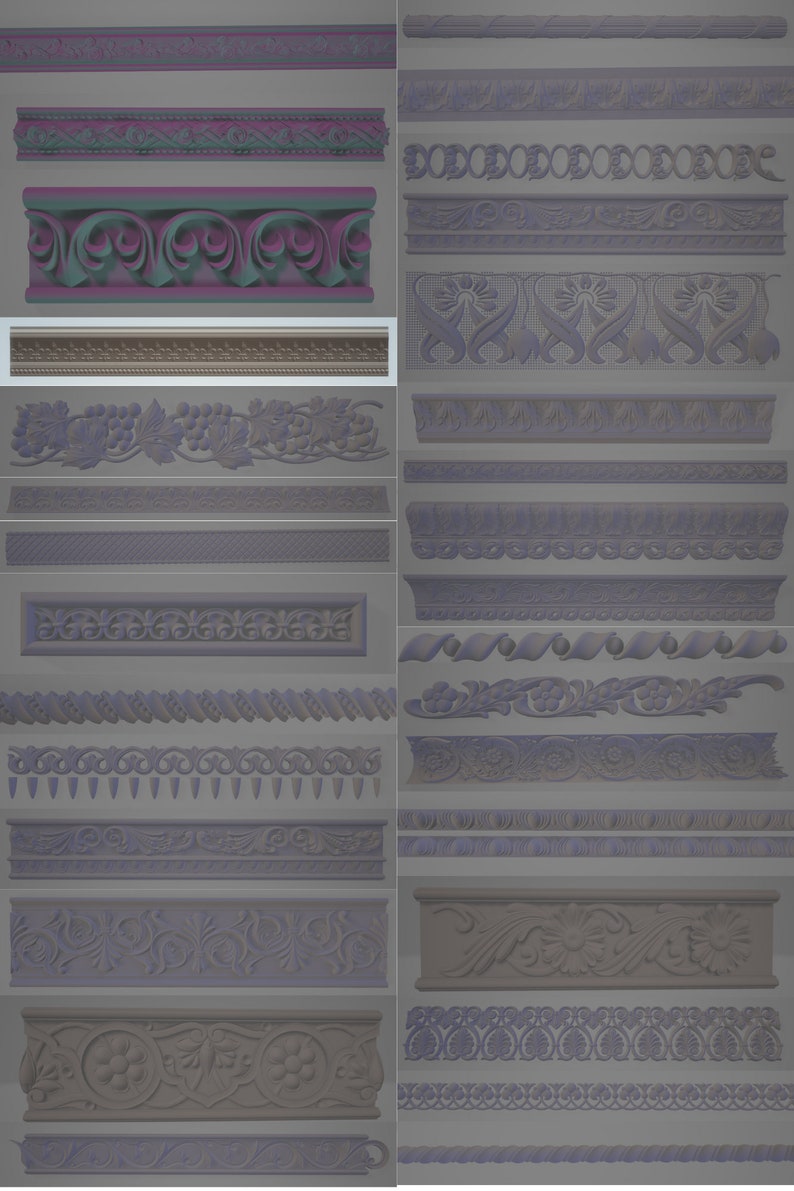 3D STL Models Baguette Borders Moldings Sills 166 Pcs Deco for CNC Router Aspire Artcam Engraver Carving Design Digital Product 2 image 5