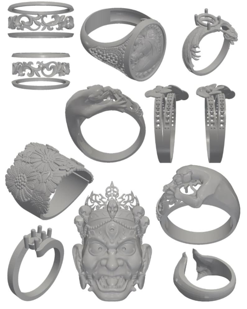132 Ring STL Bundle Jewelry 3D Print Files Signet Wedding Band Rings ...