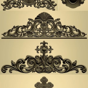 CNC Carved Wood Applique, Ornate Furniture Embellishments, Architectural Detail  (32 Pcs)