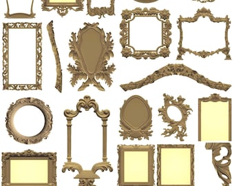 100 modelos STL 3D de marcos decorativos para fresado CNC y tallado de madera (descarga digital)