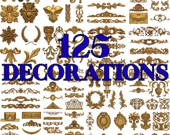 125 Pcs Ornate Moldings 3D STL Models for CNC Router, Decorative Carving Designs Bundle, Architectural Wall Decor Pack, Digital Download