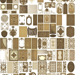 Pacote com 114 modelos 3D STL de painéis e molduras ornamentais para CNC | Pacote de entalhes decorativos em relevo