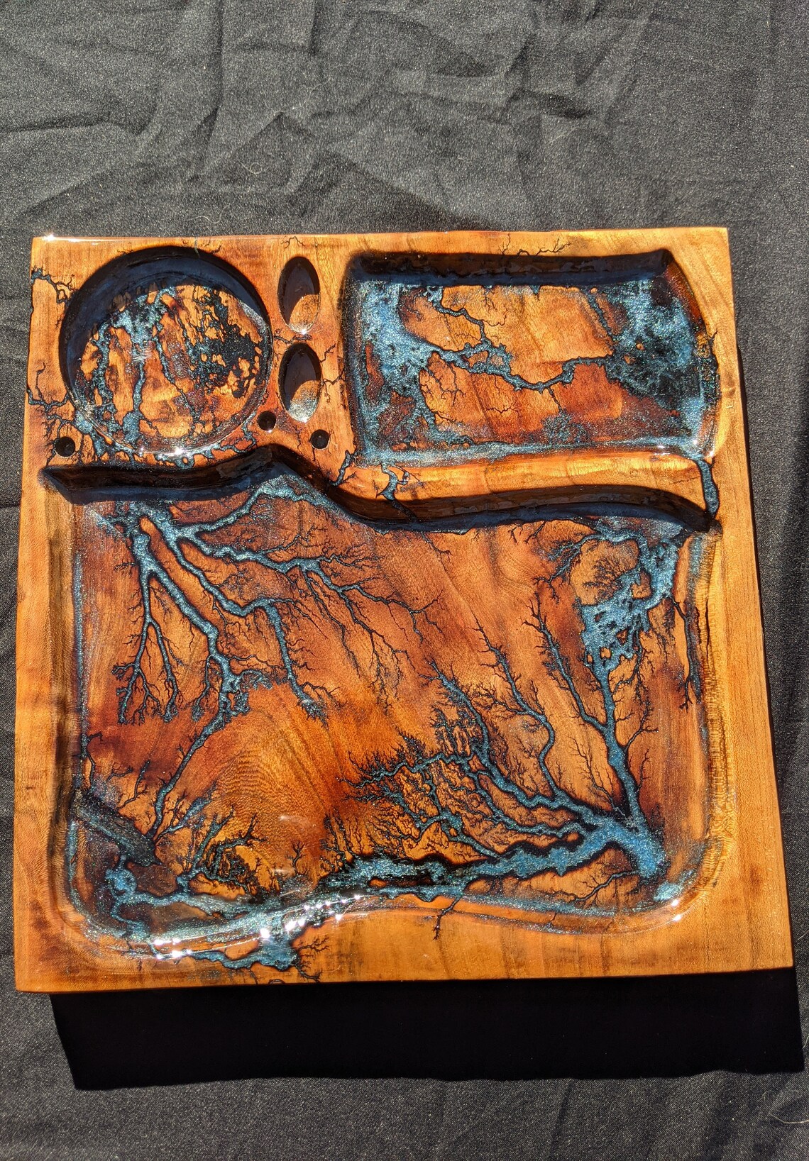 Rolling tray epoxy live edge wood 9x9 Etsy