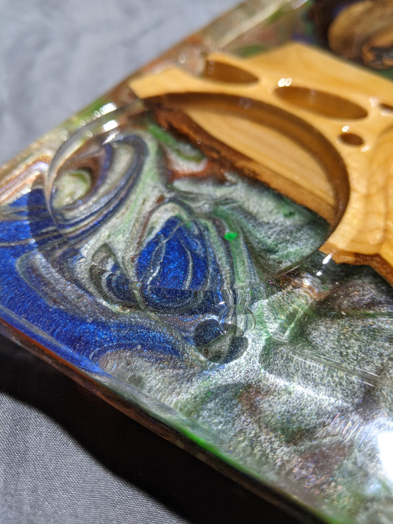 Rolling tray epoxy live edge wood 9x9 Etsy