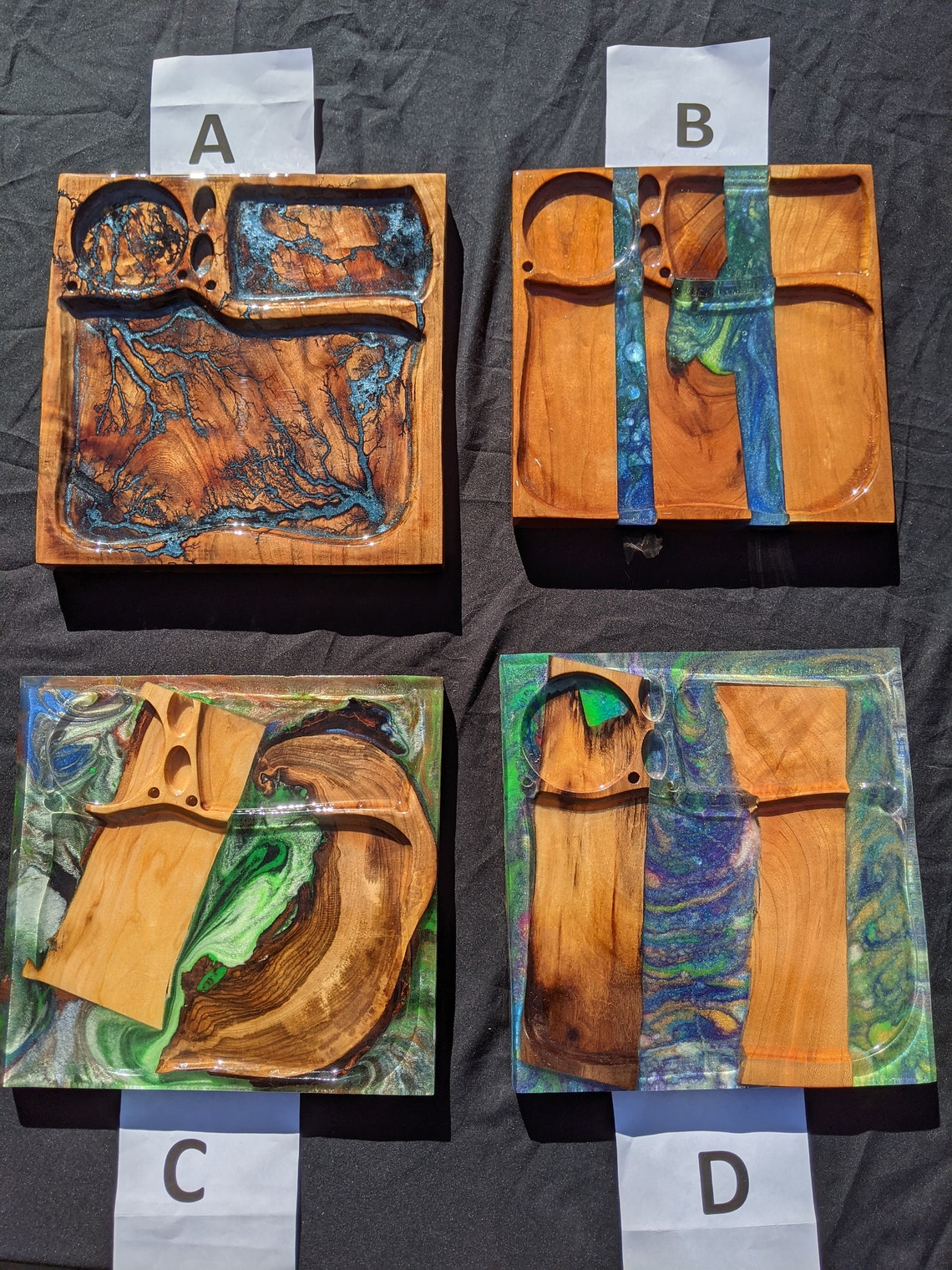 Rolling tray epoxy live edge wood 9x9 Etsy