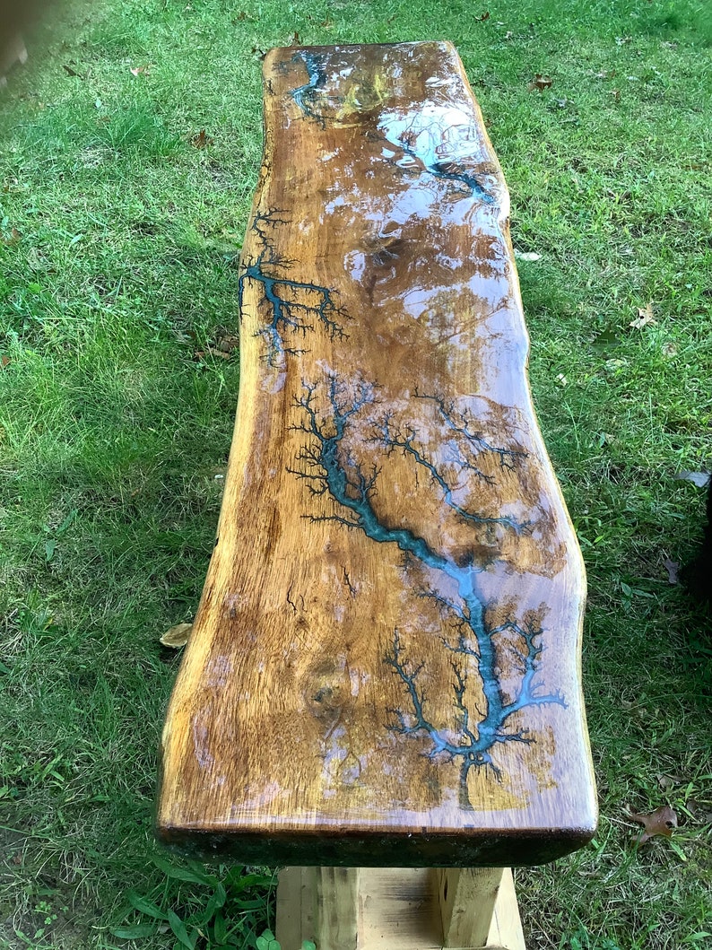 Epoxy resin wood bench Etsy