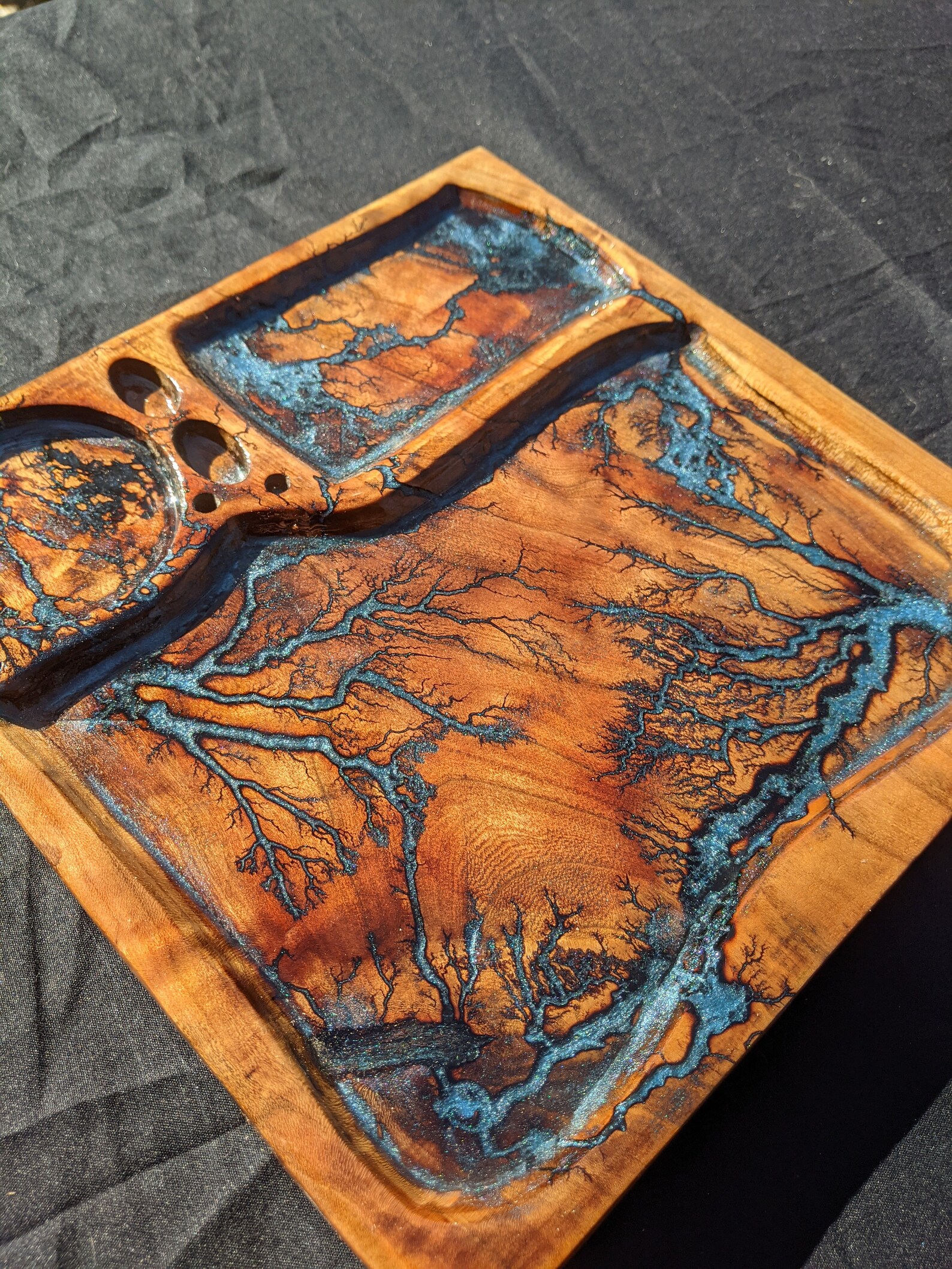 Rolling tray epoxy live edge wood 9x9 Etsy