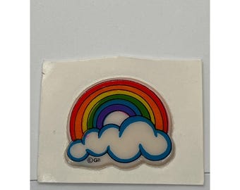 Vintage GII Rainbow & Cloud Sticker 1980s Unused 1.5" New Unused