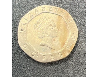 1982年 希少 20ペンス エリザベス2世 英国コイン D. G. Reg. F. D. VF
