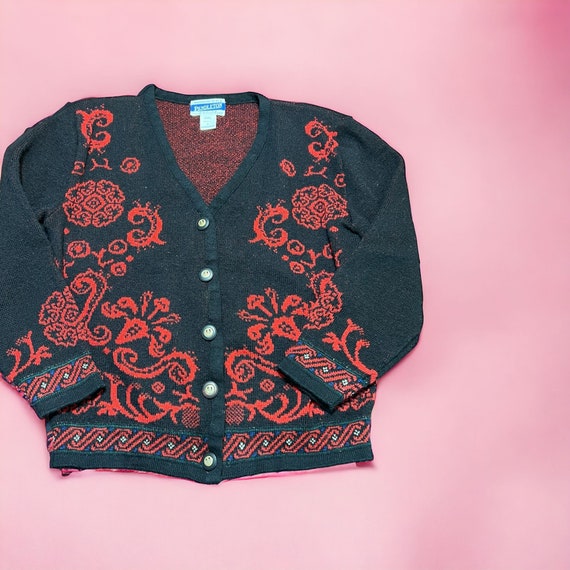 Buy Vintage Pendleton Wool Cardigan Sweater Black Red 50s 60s USA  