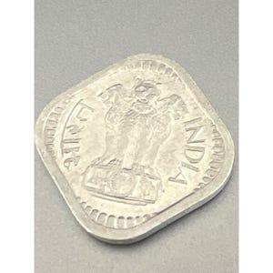 1968 5 Paise Indian Coin Featuring Ashoka Lion Capital Indian Rupee Aluminum