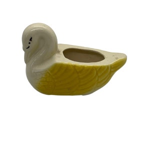 Vintage Ceramic Swan Planter Japan Yellow White Small Plant Succulents