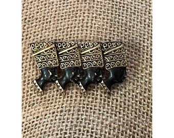 Vintage 4 Egyptian Queen Pin Brooch Nefertiti Gold Tone Black Enamel