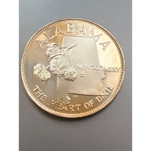Franklin Mint State of Union Sterling Silber Alabama Gedenkmünze Dixie