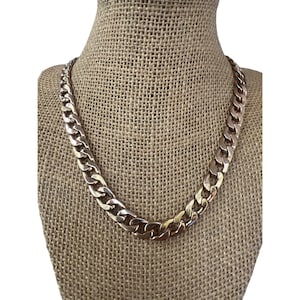 Collar vintage de cadena cubana en tono dorado, unisex, con cierre de langosta, ajustable a 40 cm + 6,35 cm