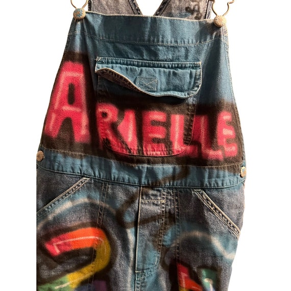 Vintage 80s 90s Old Navy Denim Overalls Airbrushe… - image 2