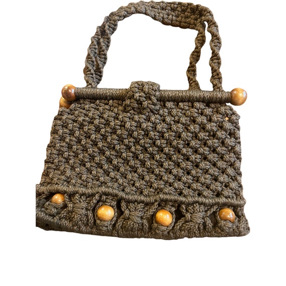 Vintage Macrame Crochet Purse Shoulder Bag Thick … - image 4