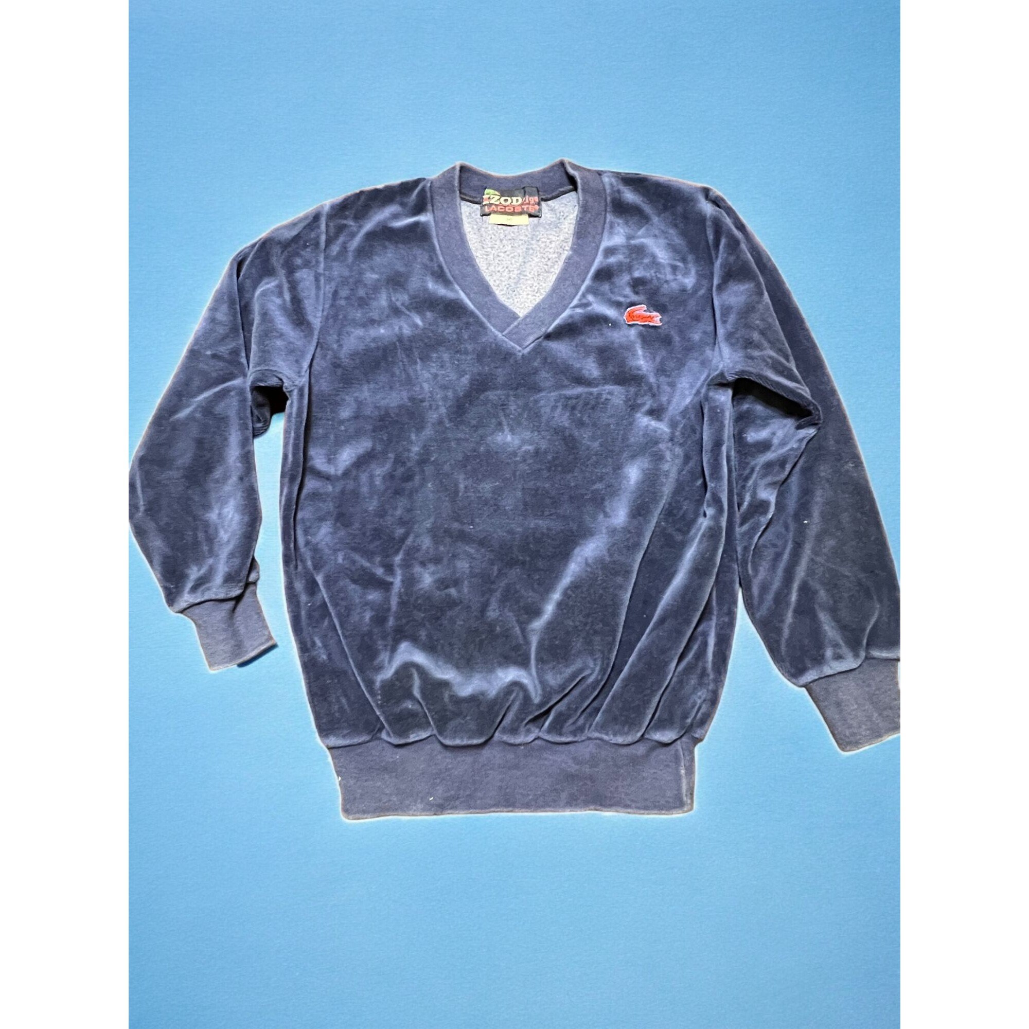Vintage Izod Lacoste Boys V Neck Velour Pullover Blue Red Alligator Size 12 Etsy