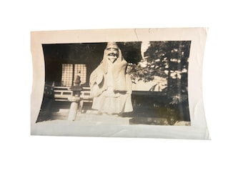 Vintage Korean Idol Black White Photograph Statue Image Korean War 5x3.5