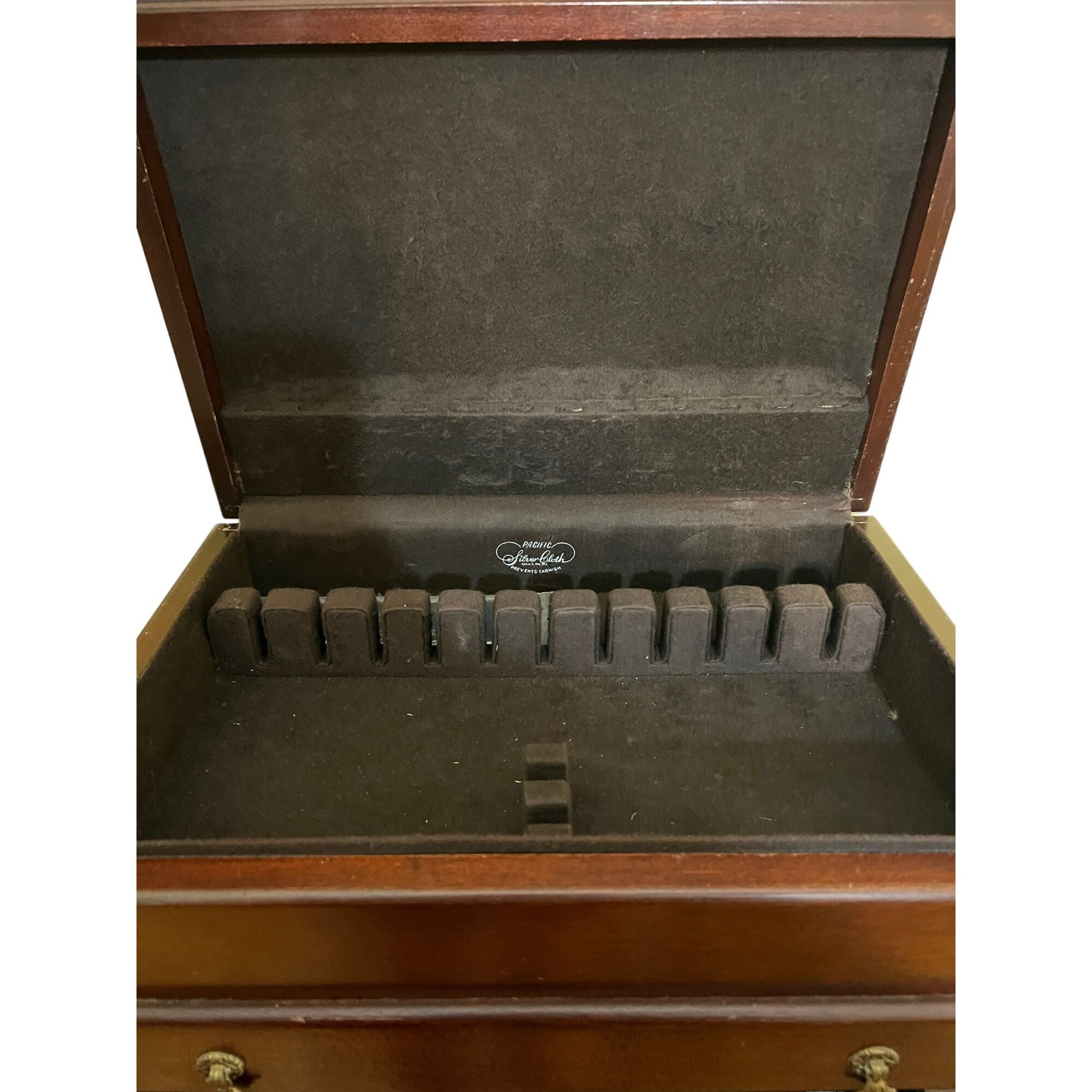 Vintage Wood Silverware Chest Lift Lid 1 Drawer Brass Plate Etsy