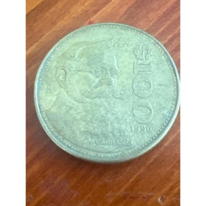 Vintage 1990 Mexikanische 100 Pesos Münze mit Venustiano Carranza