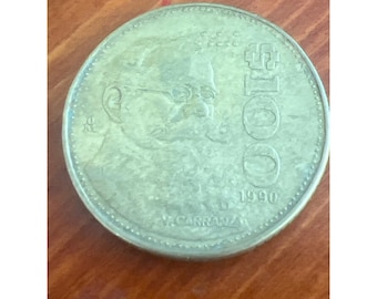 Vintage Mexicaanse munt van 100 peso uit 1990 met Venustiano Carranza