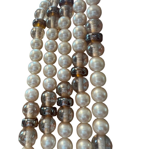 Vintage 5 Strand Faux Pearl Layered Necklace Stat… - image 3