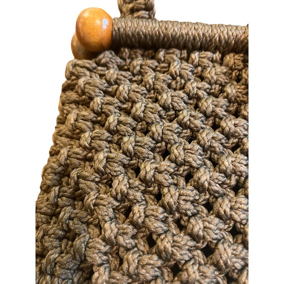Vintage Macrame Crochet Purse Shoulder Bag Thick … - image 2