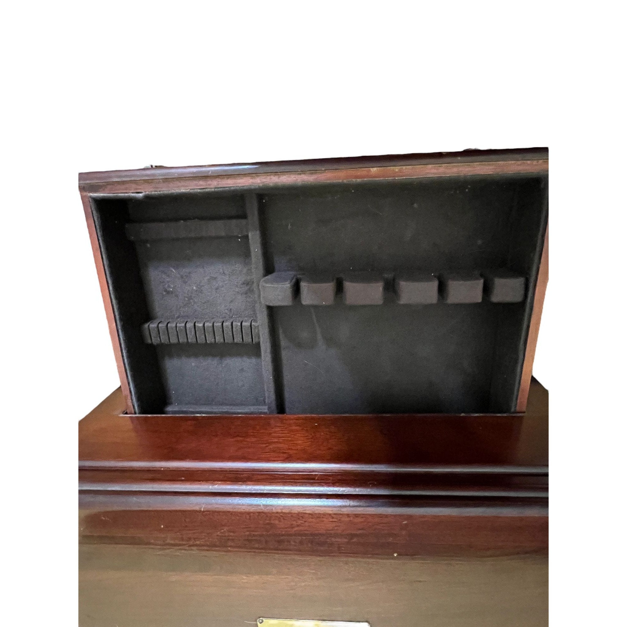Vintage Wood Silverware Chest Lift Lid 1 Drawer Brass Plate Etsy