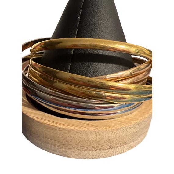 Metallic Multi Tone Cluster Bangle Bracelets Gold… - image 2