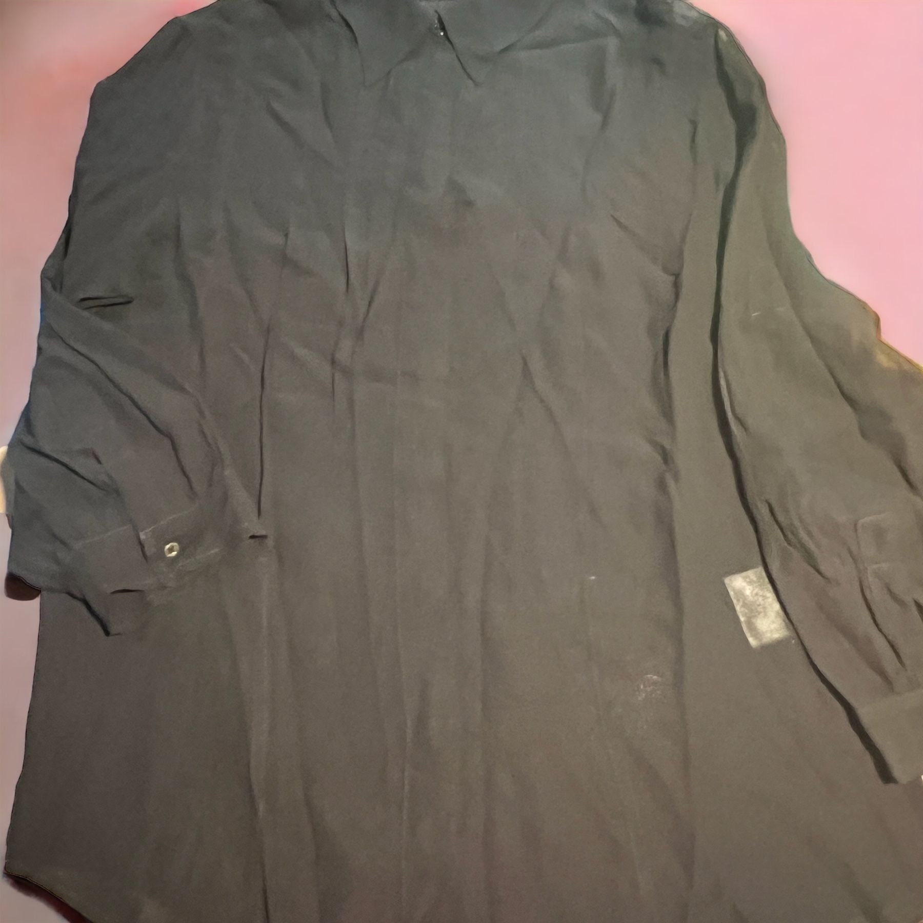 Vintage Christian Dior Semi Sheer Shirt Button Up 3/4 Sleeves 100% Silk Sz 6 READ