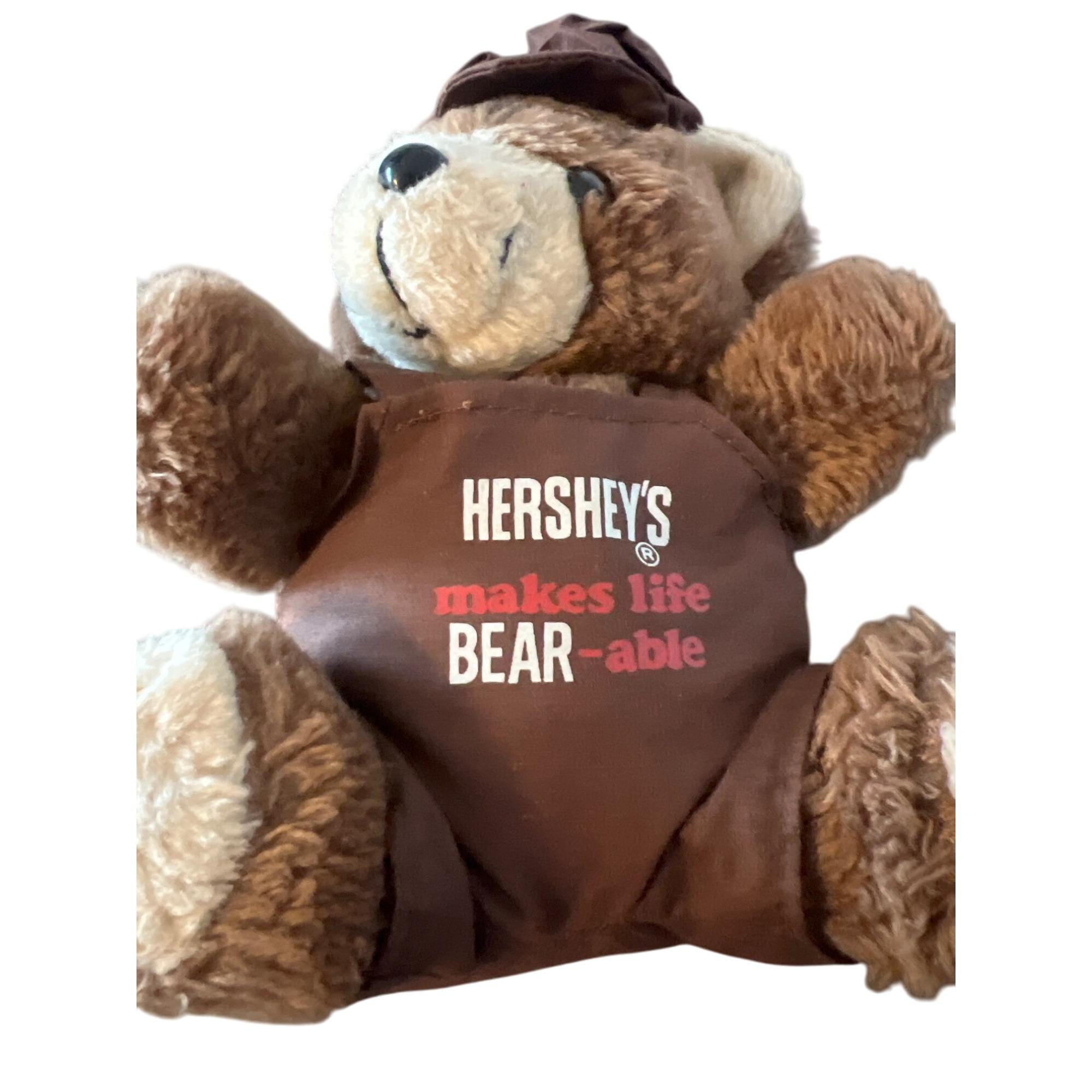 Vintage Hersheys Bear Plush Toy Overalls Hat Hersheys Makes Life