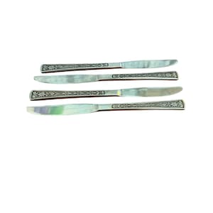 Set di 4 coltelli da cena vintage Florenz in acciaio inossidabile con manico floreale MCM