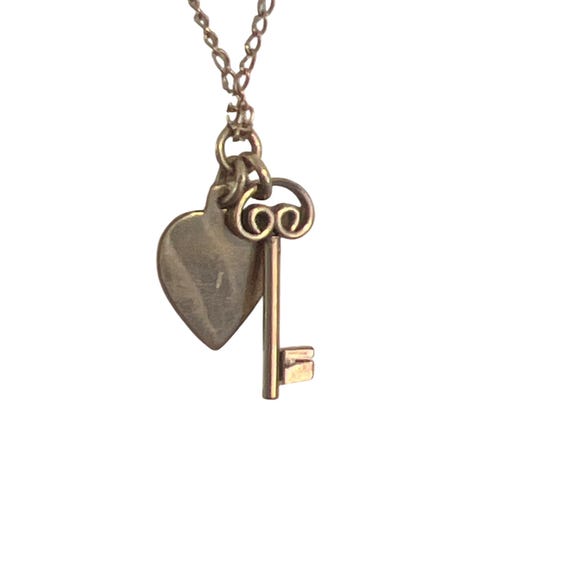 Heart IN KEY Pendant チェーン付き 真鍮 Vintage Winard 1/20 12kt GF Necklace Heart Key Pendant 16