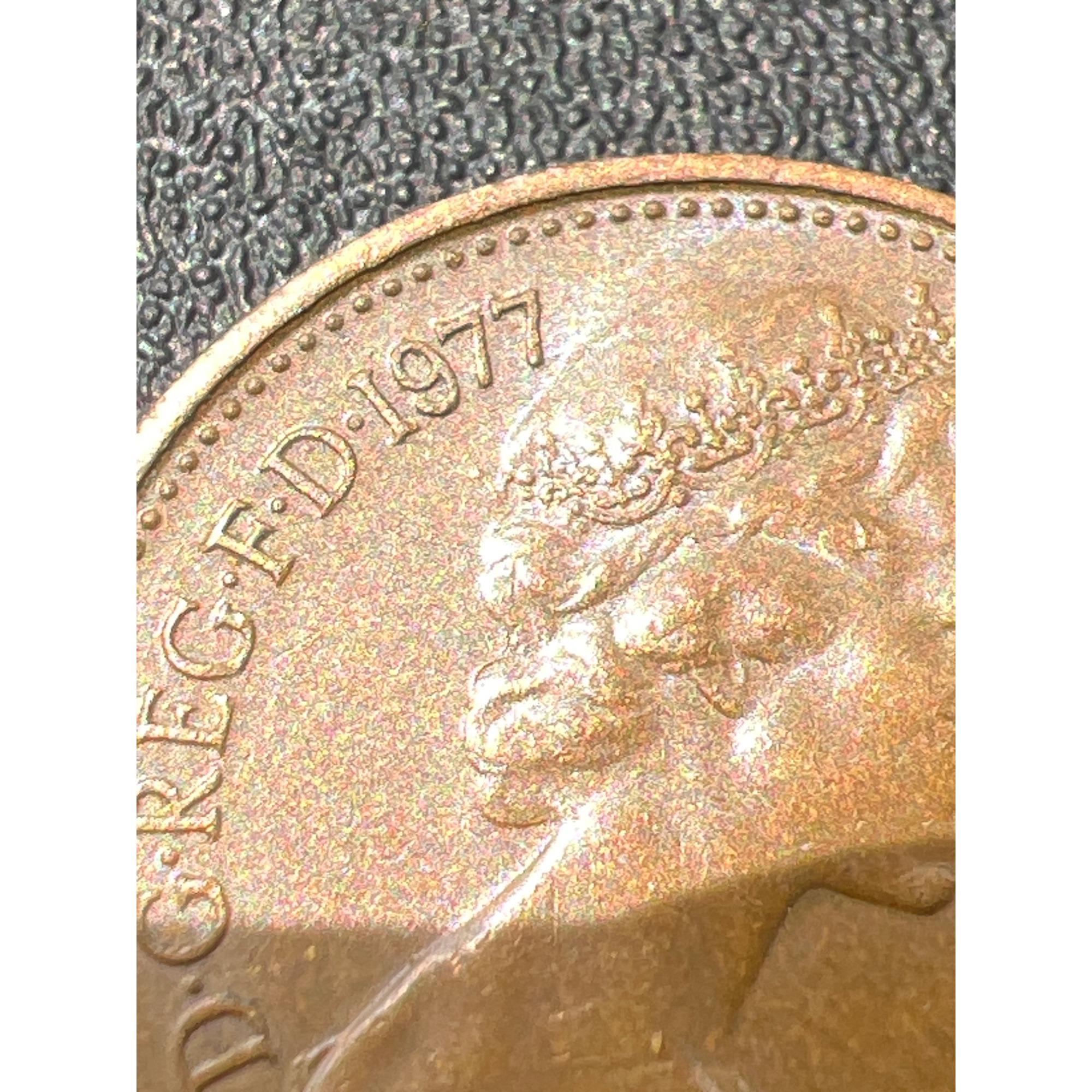 1977年 エリザベス2世 1ペニー イギリス 1 ニュー ペニー、1971 年、1973 年。1977 年、1978 年、英国