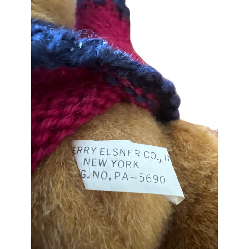 Vintage Jerry Elsner Plush Jointed Teddy Bear Red Blue Knit Sweater 8 ...