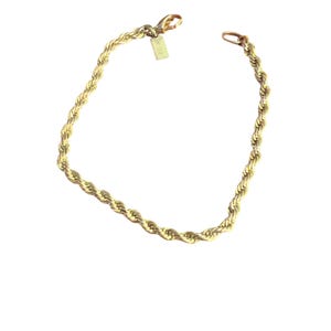 Vintage goudkleurige touwketting armband gemaakt Korea karabijn landgoed 6,75"