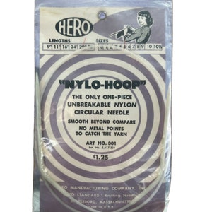 Hero Nylo-Hoop Circlur Knitting Needle All One Piece Length 29" Size 5 NEW NOS