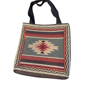 VTG Eichel Studio Southwestern Woven Einkaufstasche gefüttert schwarz Doppelgriffe Nachlass