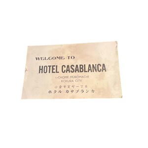 Vintage 50er Jahre Hotel Casablanca Willkommenskarte Karte Kokura City Japan Korea Krieg