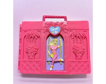 Vintage 90s Barbie Mattel Pink Carrying Case Trunk Closet Handle Swing 1999