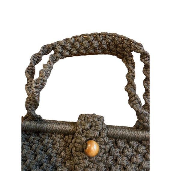 Vintage Macrame Crochet Purse Shoulder Bag Thick … - image 3