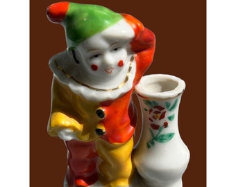 Vintage Made in Occupied Japan Clown Vase Bud Vase 2.5" tall hat