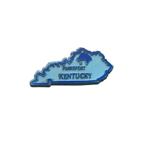 Vintage Kentucky Plastic Magnet Frankfort Horse Blue 2 3/4&quot; x 1 1/4&quot;