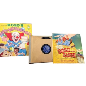 Lot of 3 Vintage Bozo Vinyl Record LP Happy Birthday Party The Farm Rocket Ship