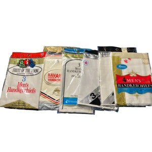 Lot 6 packages Vintage handkerchiefs Fruit of Loom Hav-A-Hank 20 total NEW NOS Dead stock